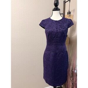 Karl Lagerfeld Dress Purple Lined Cap Sleeve Sheath Size 2 EUC